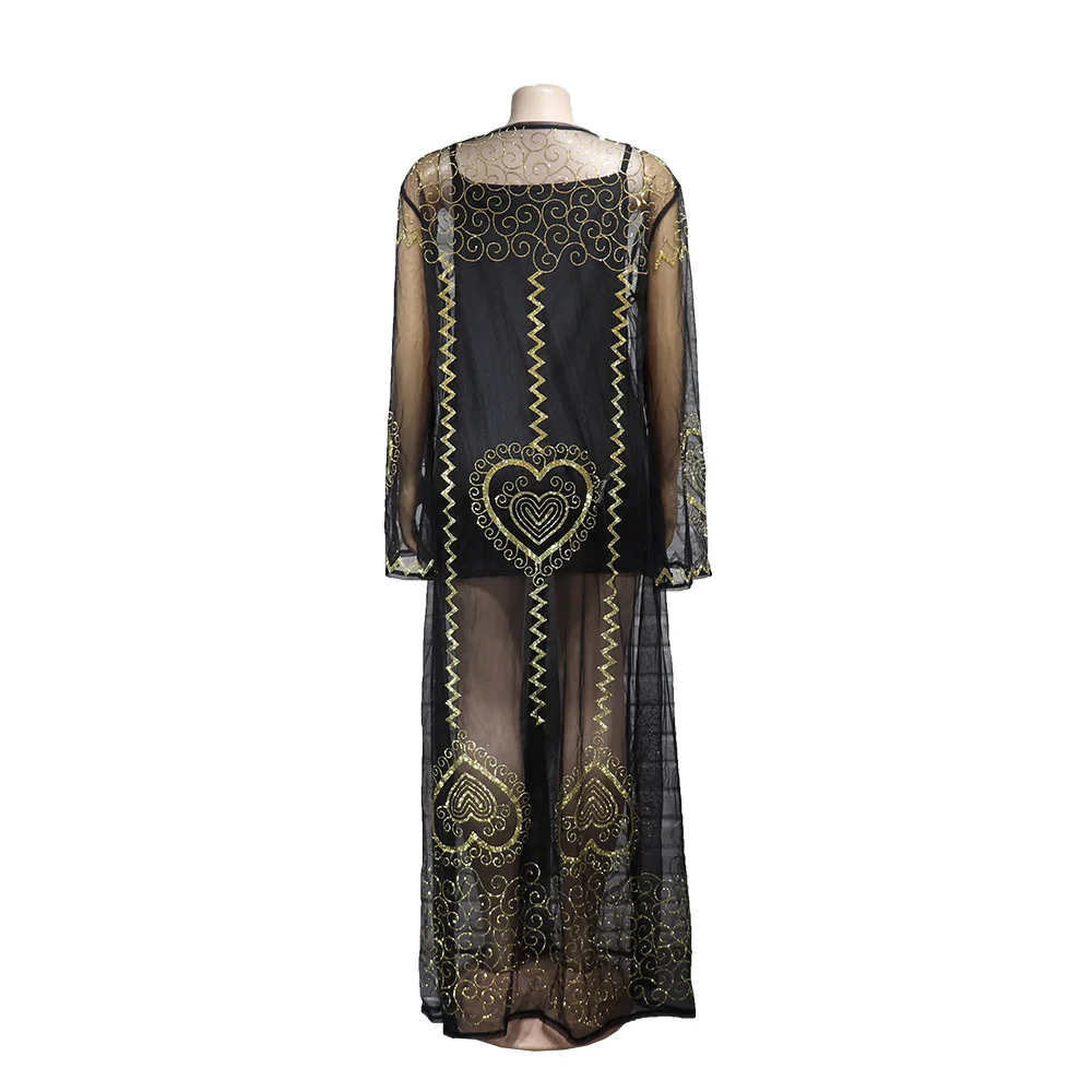 Dress Mesh Fabric Rhinestone Decoration + Sling Sexy Fashion Luxury Robe