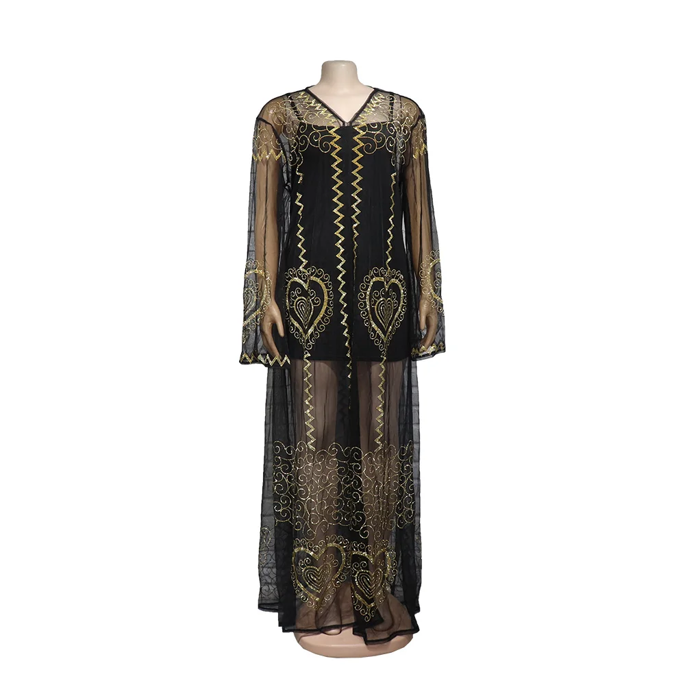 Dress Mesh Fabric Rhinestone Decoration + Sling Sexy Fashion Luxury Robe