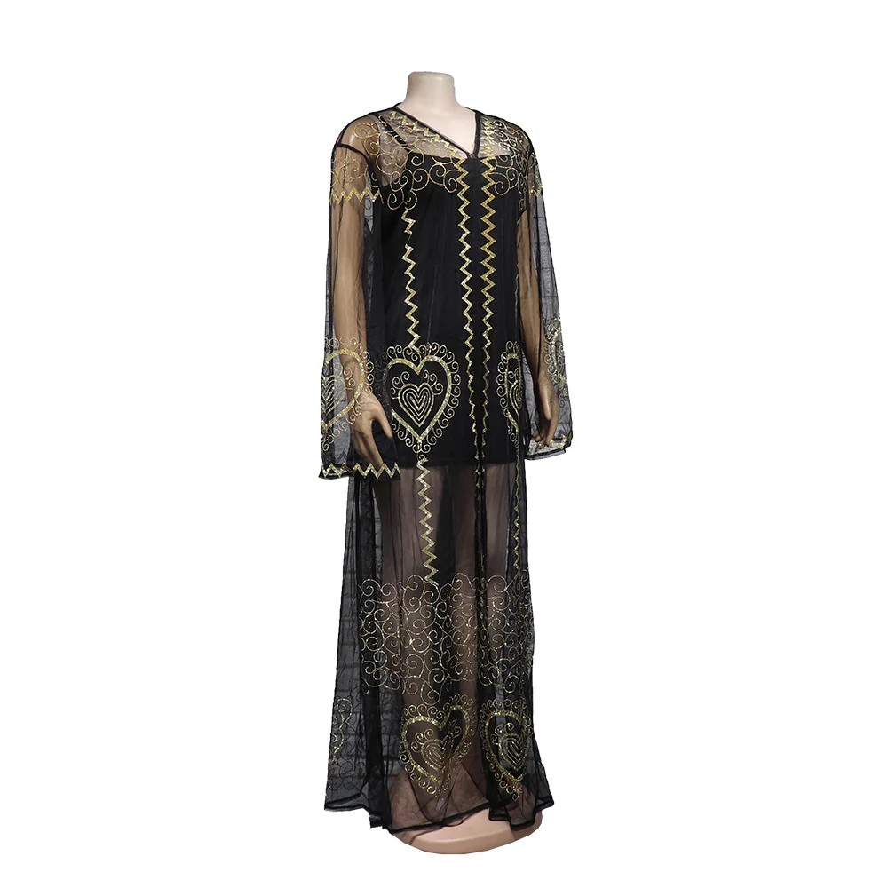 Dress Mesh Fabric Rhinestone Decoration + Sling Sexy Fashion Luxury Robe