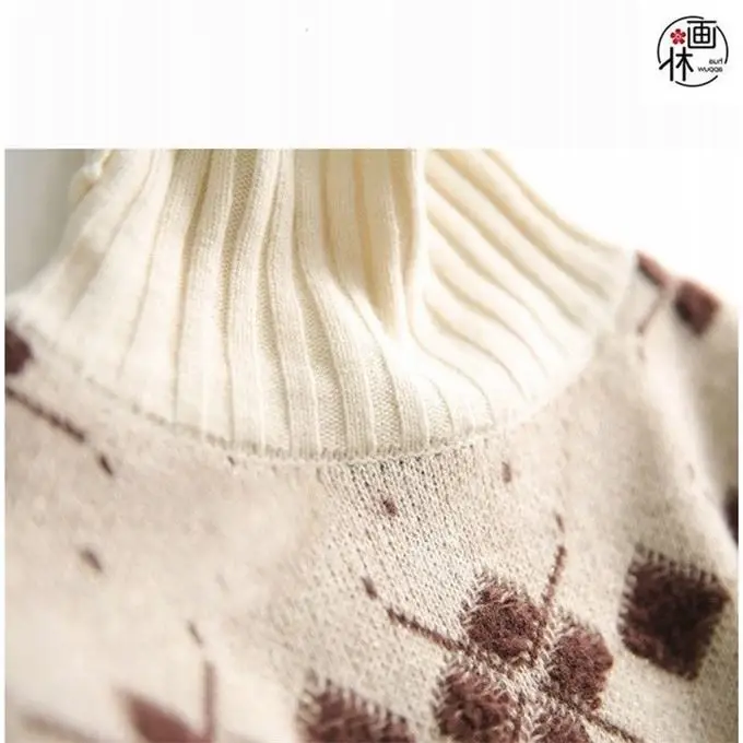 Delicate jacquard knit women's 2021 winter new loose turtleneck temperament versatile warm sweater loose