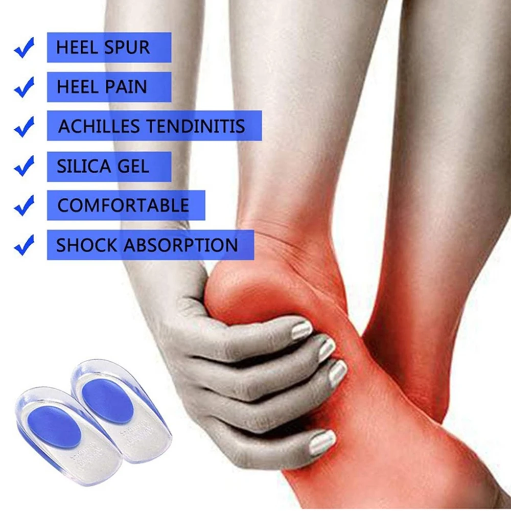 Soft Silicone Gel Insoles for Heel Spurs Pain Relief Foot Cushion Foot Massager Care Heel Cups Shoe Pads Height Increase Insoles