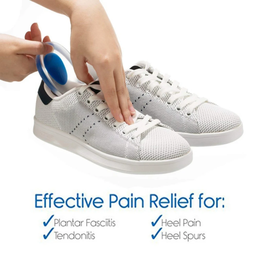 Soft Silicone Gel Insoles for Heel Spurs Pain Relief Foot Cushion Foot Massager Care Heel Cups Shoe Pads Height Increase Insoles