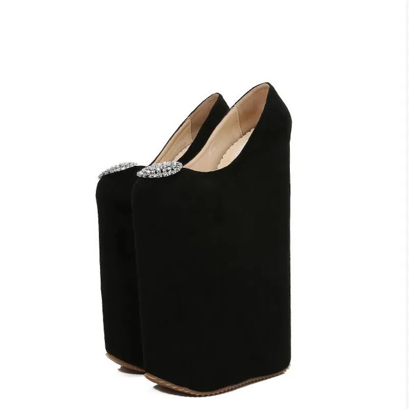 SDTRFT Ultra High-Heeled 30cm Wedges College Girl Diamond Pumps 20cm Platform Women Round Toe Lace Cosplay Lolita Sweet Shoes