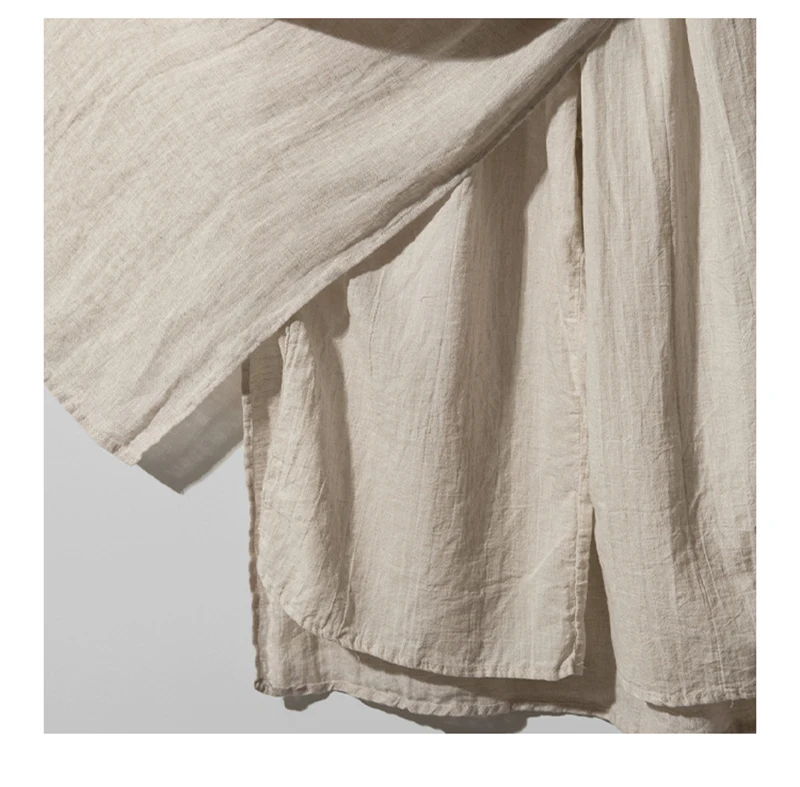 100% Linen Long Skirts For Women Fashion 2026 Solid High Waist Side Spilt Harajuku Pants Skirt Jupe Longue Femme