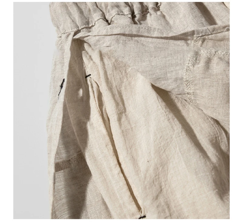 100% Linen Long Skirts For Women Fashion 2026 Solid High Waist Side Spilt Harajuku Pants Skirt Jupe Longue Femme