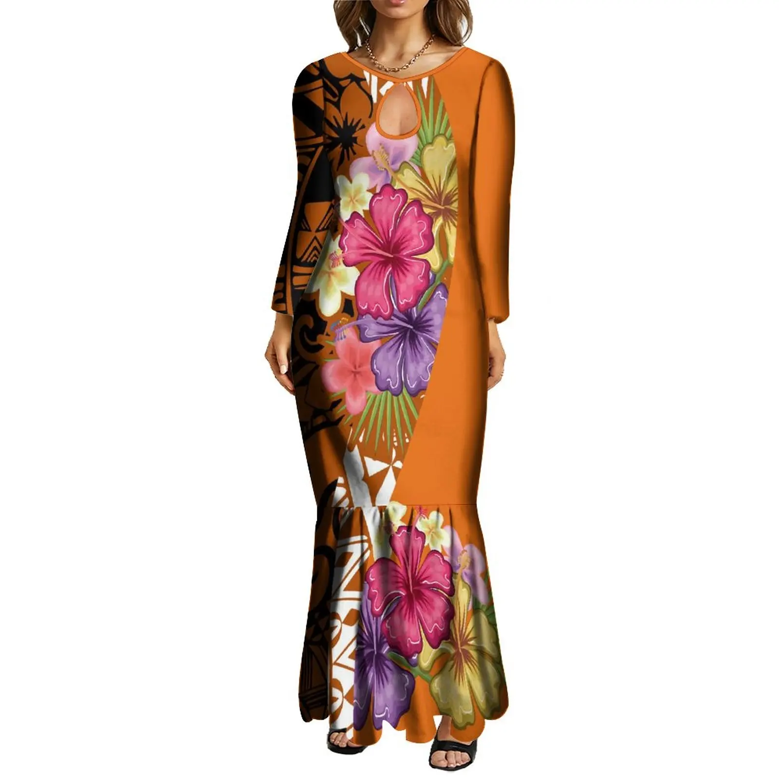 New Maxi Bodycon Fishtail Mermaid Dresses Wholesale Price Polynesian Tribal Ethnic Style Ladies Long Evening Dresses