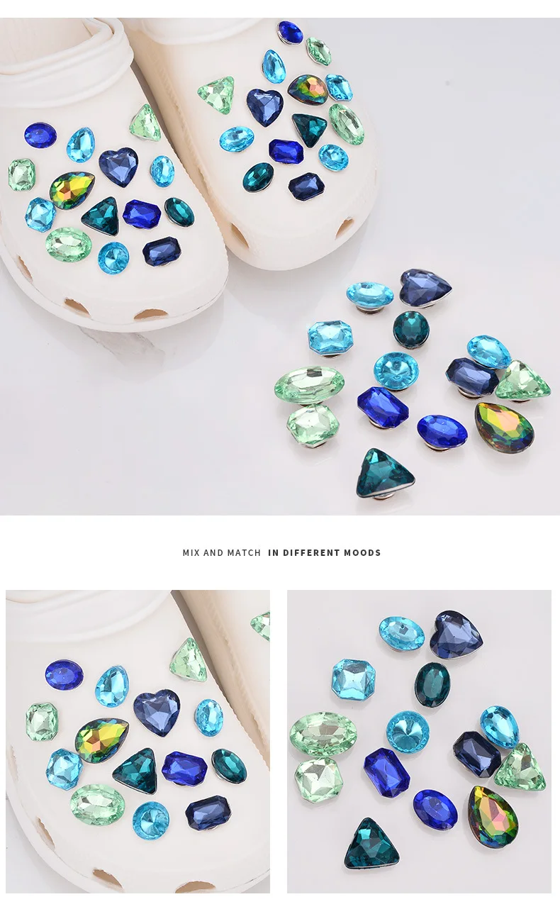crystal set kit shoes charms diamond jewel colorful Accessories for clogs shoe Decorations DIY party child gifts