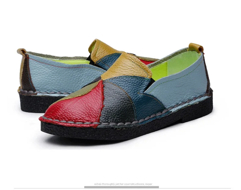 Designer Patches Ballet Flats Woman Luxury Vintage Shoes Big Size 42 Women's Genuine Leather Driver Moccasin Mom Rainbow Loafers