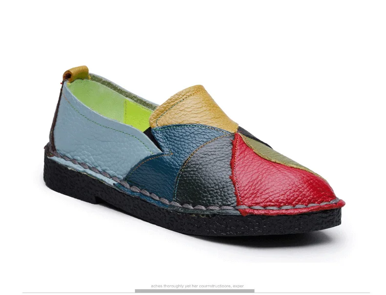 Designer Patches Ballet Flats Woman Luxury Vintage Shoes Big Size 42 Women's Genuine Leather Driver Moccasin Mom Rainbow Loafers