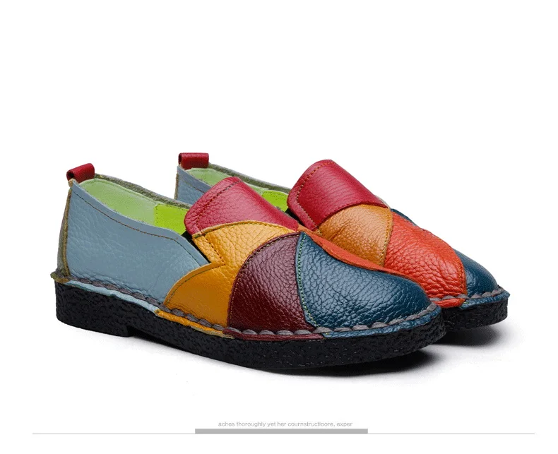 Designer Patches Ballet Flats Woman Luxury Vintage Shoes Big Size 42 Women's Genuine Leather Driver Moccasin Mom Rainbow Loafers