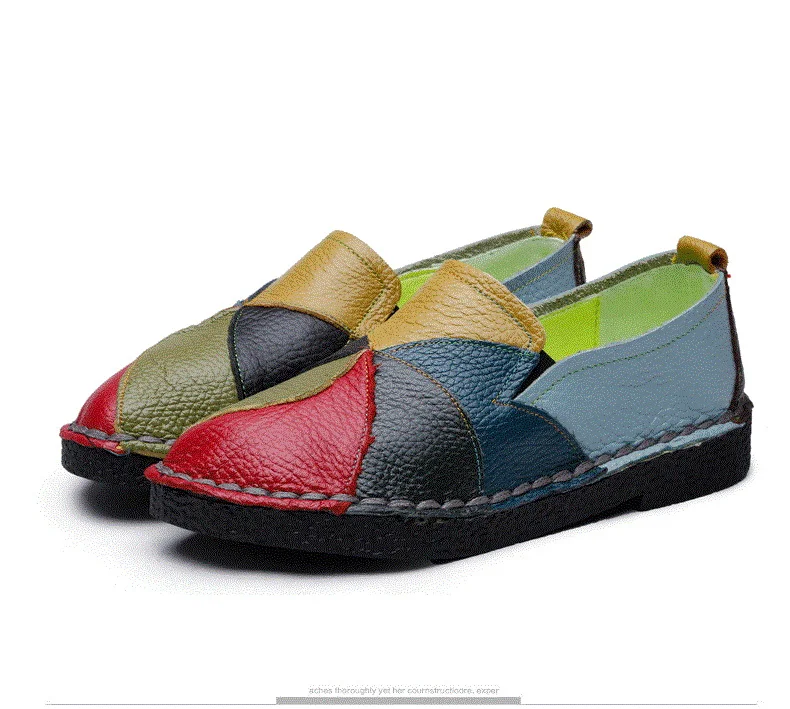 Designer Patches Ballet Flats Woman Luxury Vintage Shoes Big Size 42 Women's Genuine Leather Driver Moccasin Mom Rainbow Loafers