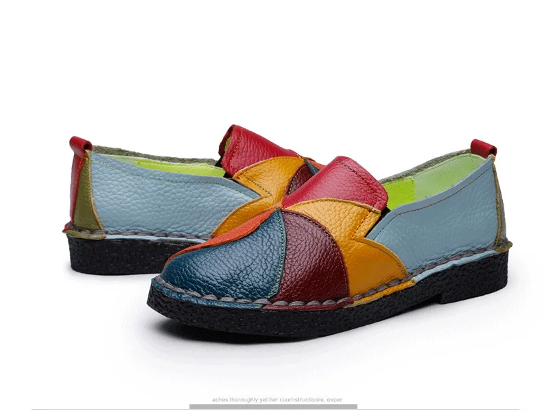Designer Patches Ballet Flats Woman Luxury Vintage Shoes Big Size 42 Women's Genuine Leather Driver Moccasin Mom Rainbow Loafers