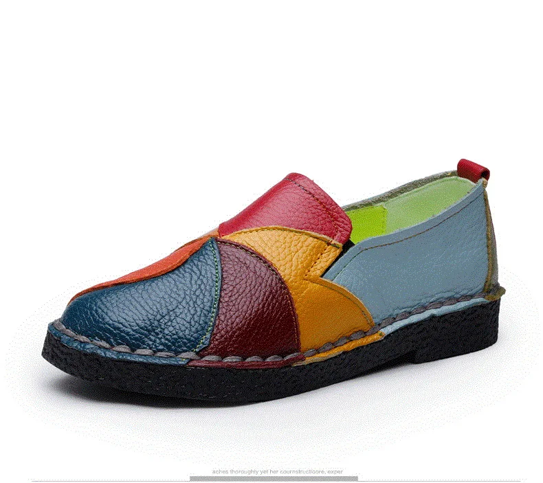 Designer Patches Ballet Flats Woman Luxury Vintage Shoes Big Size 42 Women's Genuine Leather Driver Moccasin Mom Rainbow Loafers