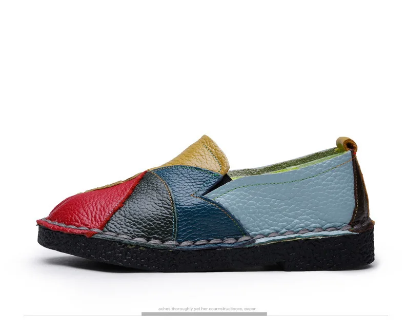 Designer Patches Ballet Flats Woman Luxury Vintage Shoes Big Size 42 Women's Genuine Leather Driver Moccasin Mom Rainbow Loafers