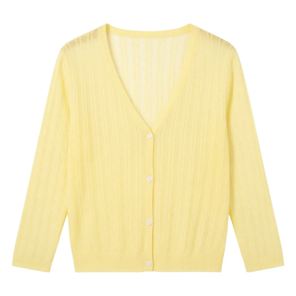Summer Cardigan Women V-neck Female Korean Fashion Style Long Sleeve Top Cropped Girls Knitted Ladies Sweaters Women's Coat Cute
