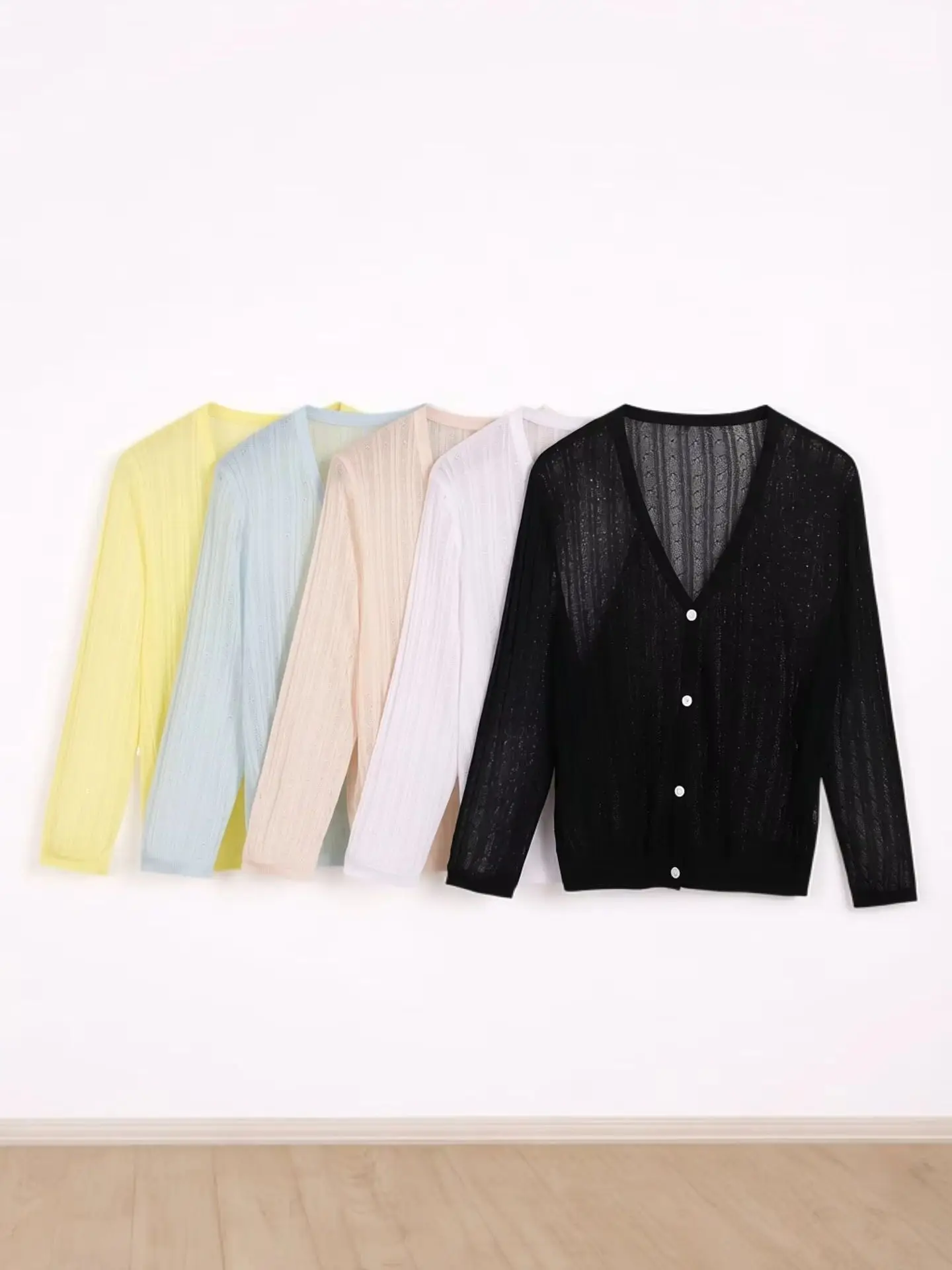 Summer Cardigan Women V-neck Female Korean Fashion Style Long Sleeve Top Cropped Girls Knitted Ladies Sweaters Women's Coat Cute
