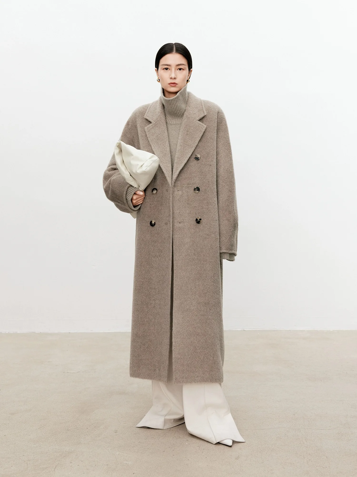 Turtleneck pure cashmere sweater female loose and thick languid lazy wind pullover sweater knitting base WOOL sweater