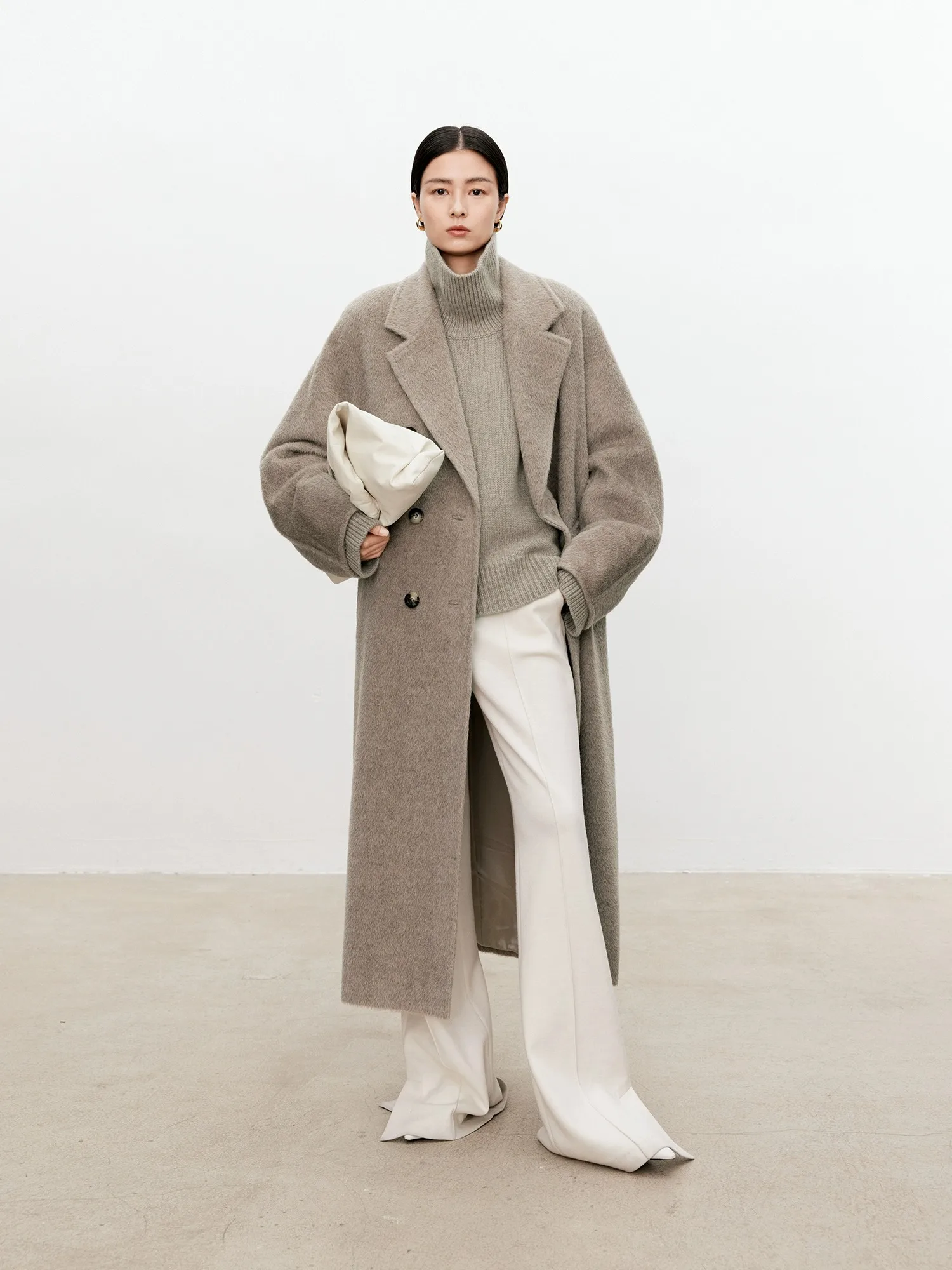 Turtleneck pure cashmere sweater female loose and thick languid lazy wind pullover sweater knitting base WOOL sweater