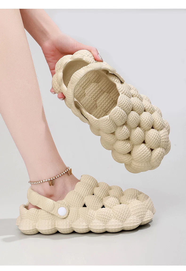 Summer New Men's And Women's Bubble Sandals 2025 Wear-resistant Platform Slippers Non-slip EVA Home Massage Slippers Beach Shoes