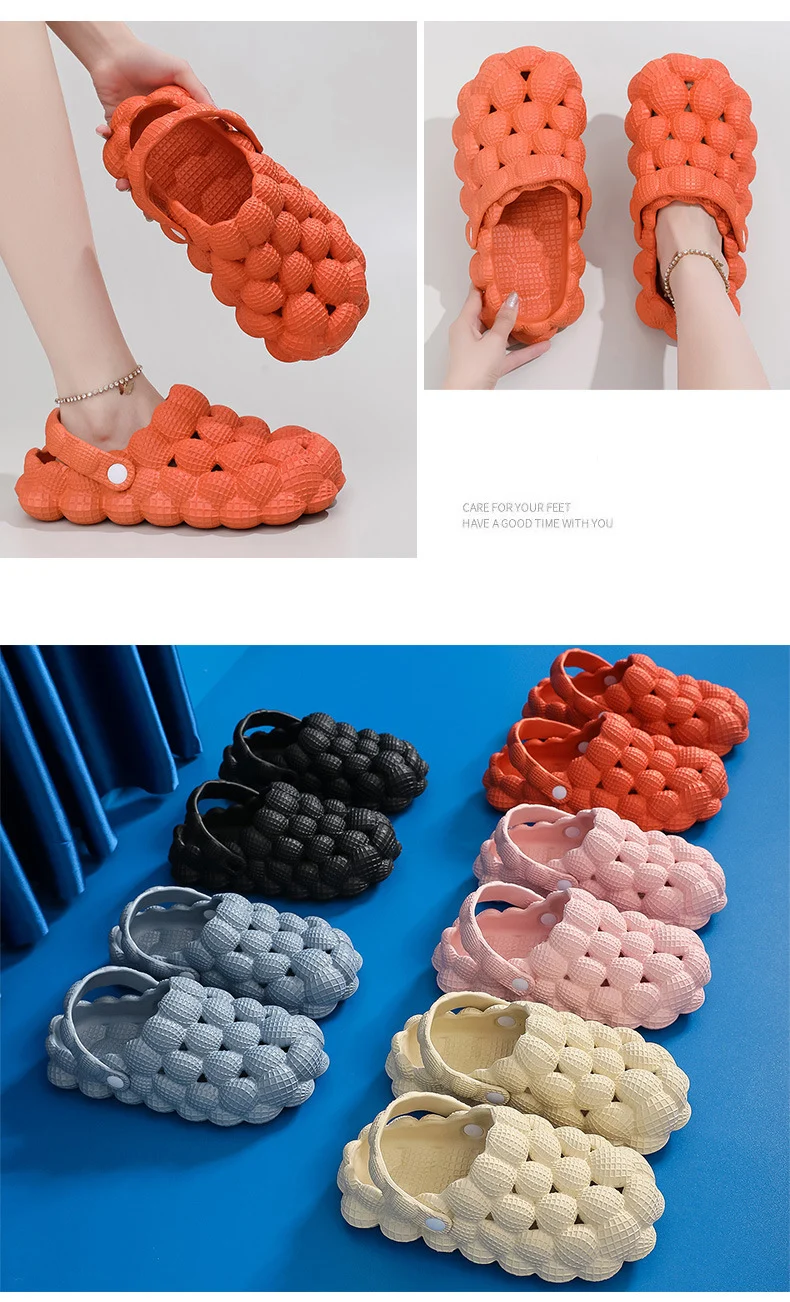 Summer New Men's And Women's Bubble Sandals 2025 Wear-resistant Platform Slippers Non-slip EVA Home Massage Slippers Beach Shoes
