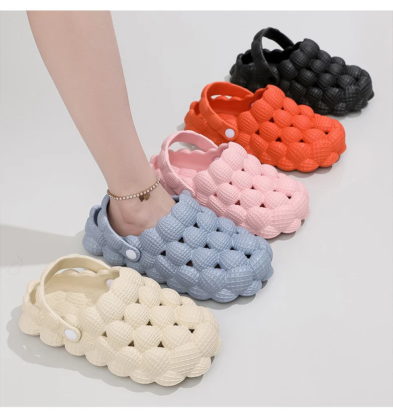 Summer New Men's And Women's Bubble Sandals 2025 Wear-resistant Platform Slippers Non-slip EVA Home Massage Slippers Beach Shoes