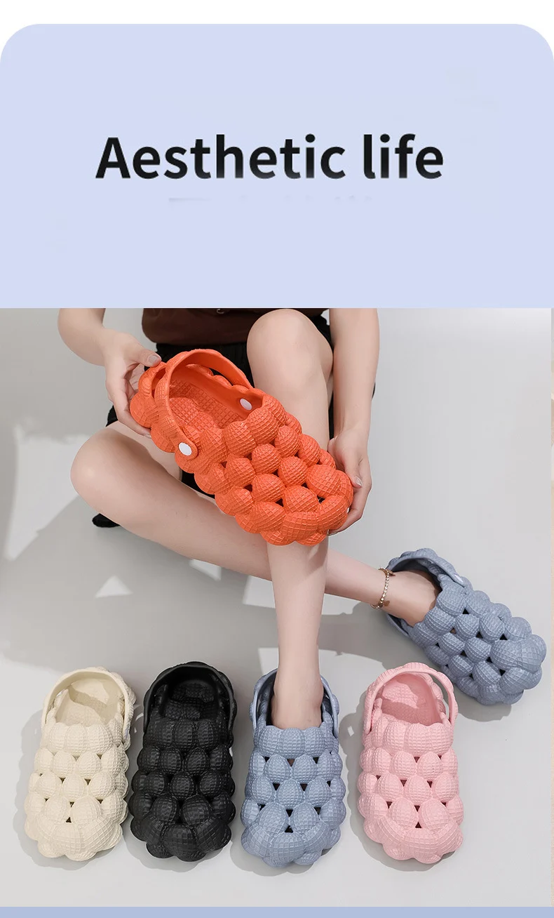 Summer New Men's And Women's Bubble Sandals 2025 Wear-resistant Platform Slippers Non-slip EVA Home Massage Slippers Beach Shoes
