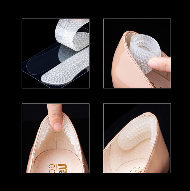 2/4pcs Silicone Heel Stickers Heels Grips Women Men 4D Anti Slip Heel Cushions Non-Slip Inserts Pads Foot Heel Care Protector