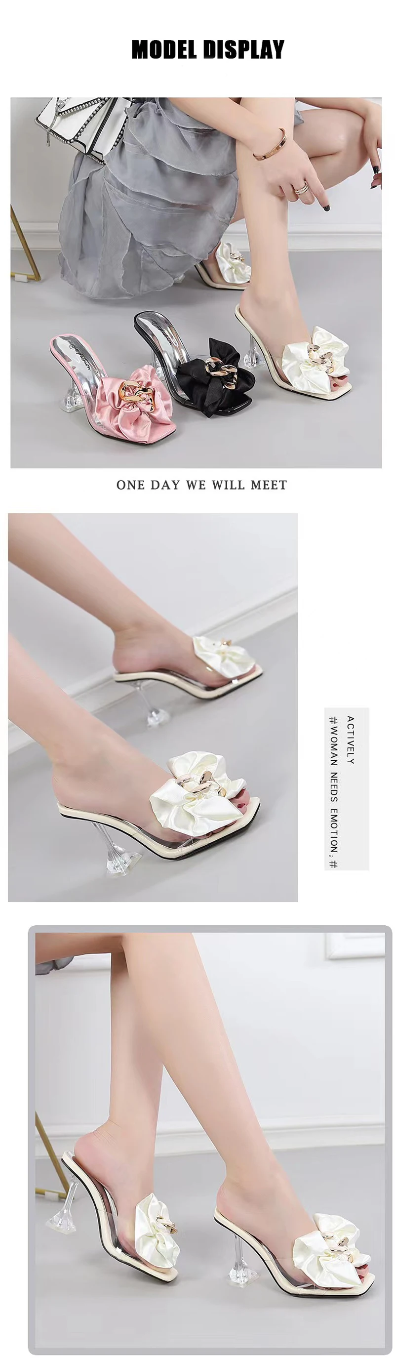 2026 New Style Designer Luxury Ladies Slippers Shoes Bag Set High Quality Women Pumps Chain Sandals Shoes Purse Set Black Heels
