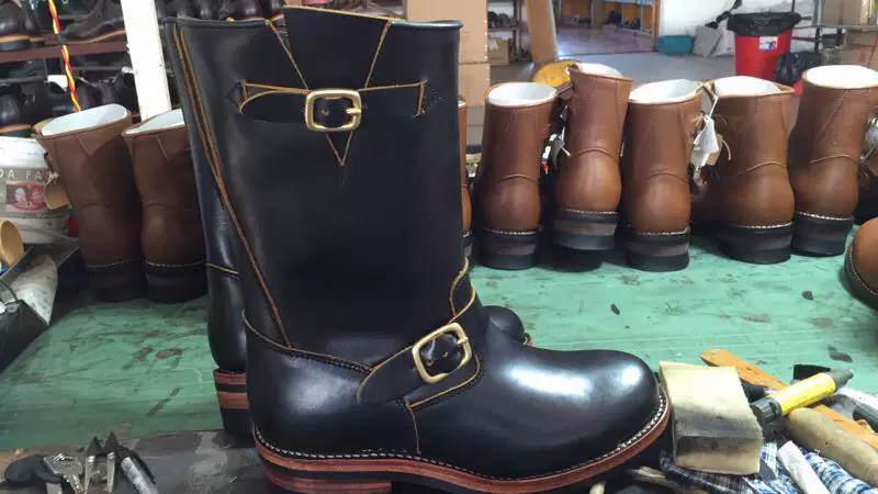 EB999 RockCanRoll Men's Genuine Italian Cow Leather Footwear Cowhide Top Quality Goodyear Welted Trooper Engineer Boots