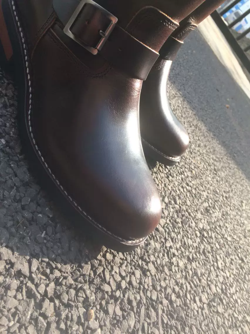 EB999 RockCanRoll Men's Genuine Italian Cow Leather Footwear Cowhide Top Quality Goodyear Welted Trooper Engineer Boots