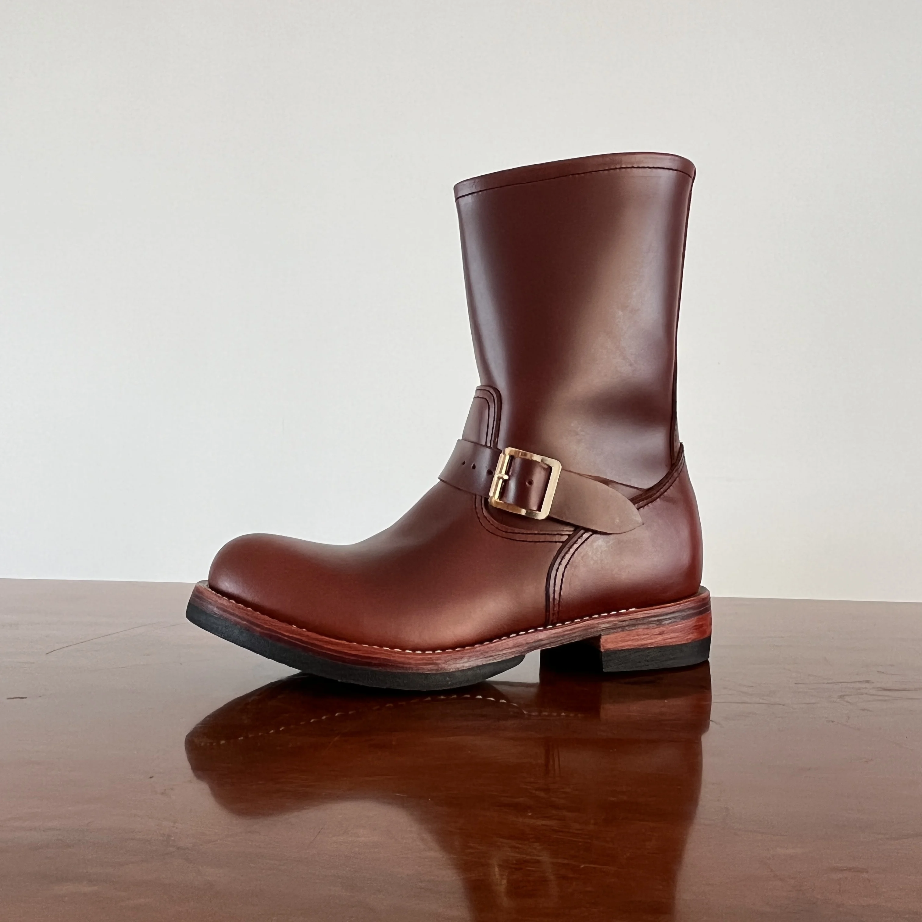 EB999 RockCanRoll Men's Genuine Italian Cow Leather Footwear Cowhide Top Quality Goodyear Welted Trooper Engineer Boots