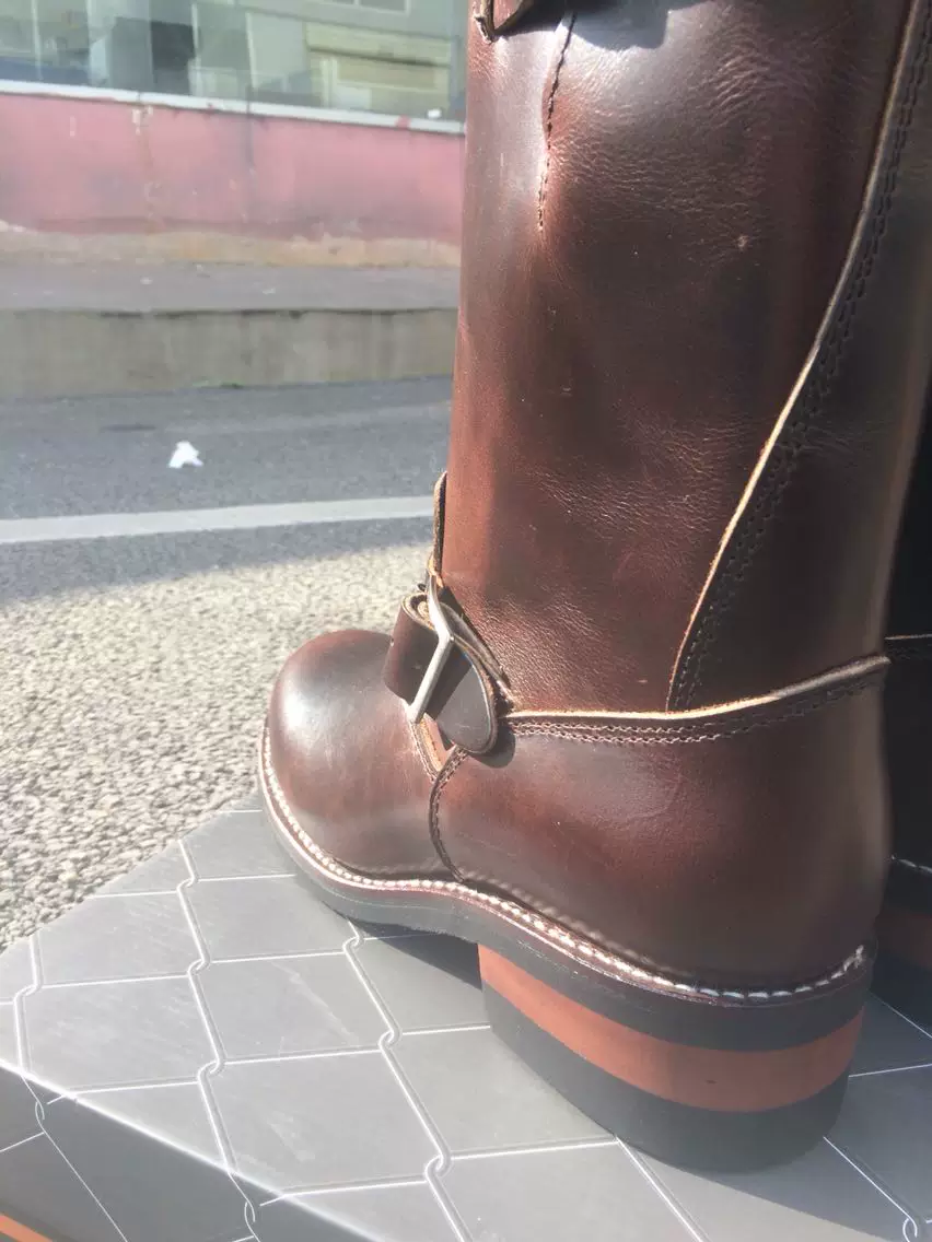 EB999 RockCanRoll Men's Genuine Italian Cow Leather Footwear Cowhide Top Quality Goodyear Welted Trooper Engineer Boots