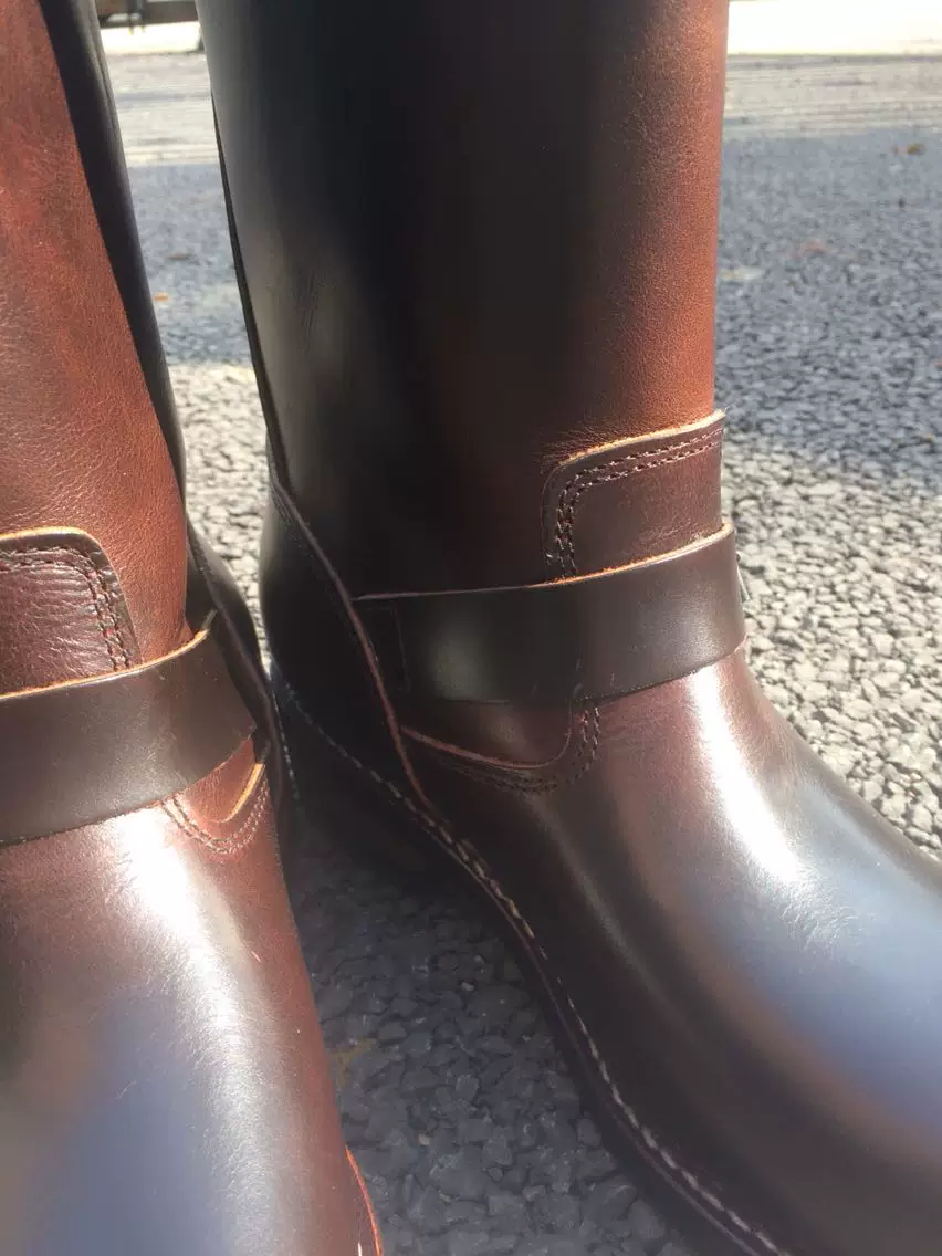 EB999 RockCanRoll Men's Genuine Italian Cow Leather Footwear Cowhide Top Quality Goodyear Welted Trooper Engineer Boots