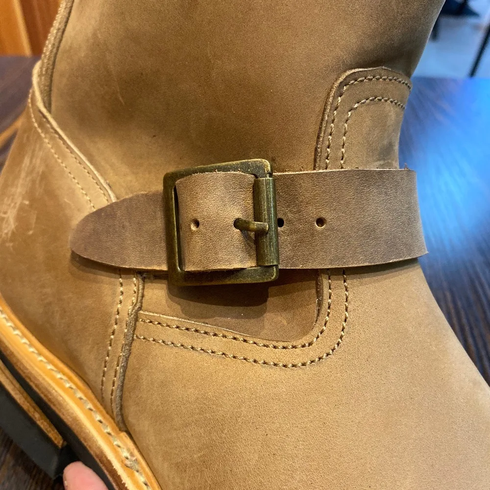 EB999 RockCanRoll Men's Genuine Italian Cow Leather Footwear Cowhide Top Quality Goodyear Welted Trooper Engineer Boots