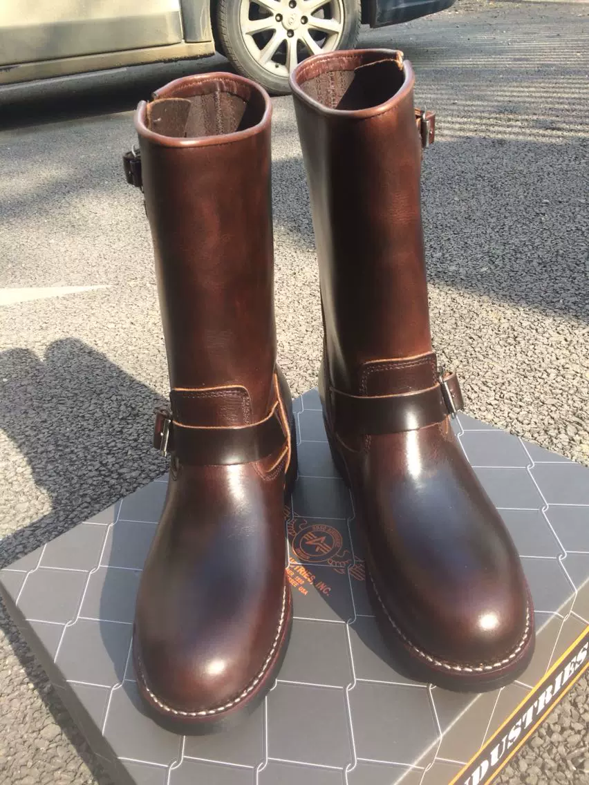EB999 RockCanRoll Men's Genuine Italian Cow Leather Footwear Cowhide Top Quality Goodyear Welted Trooper Engineer Boots