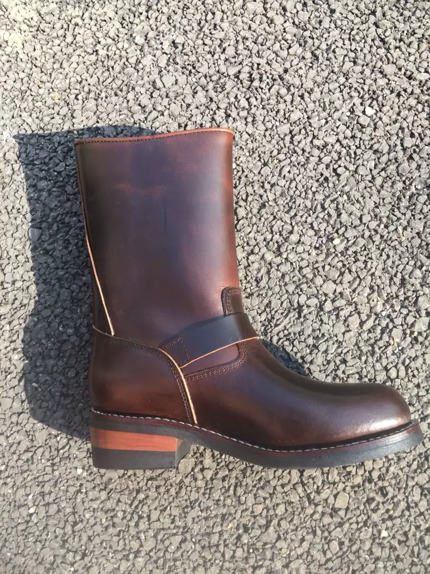 EB999 RockCanRoll Men's Genuine Italian Cow Leather Footwear Cowhide Top Quality Goodyear Welted Trooper Engineer Boots