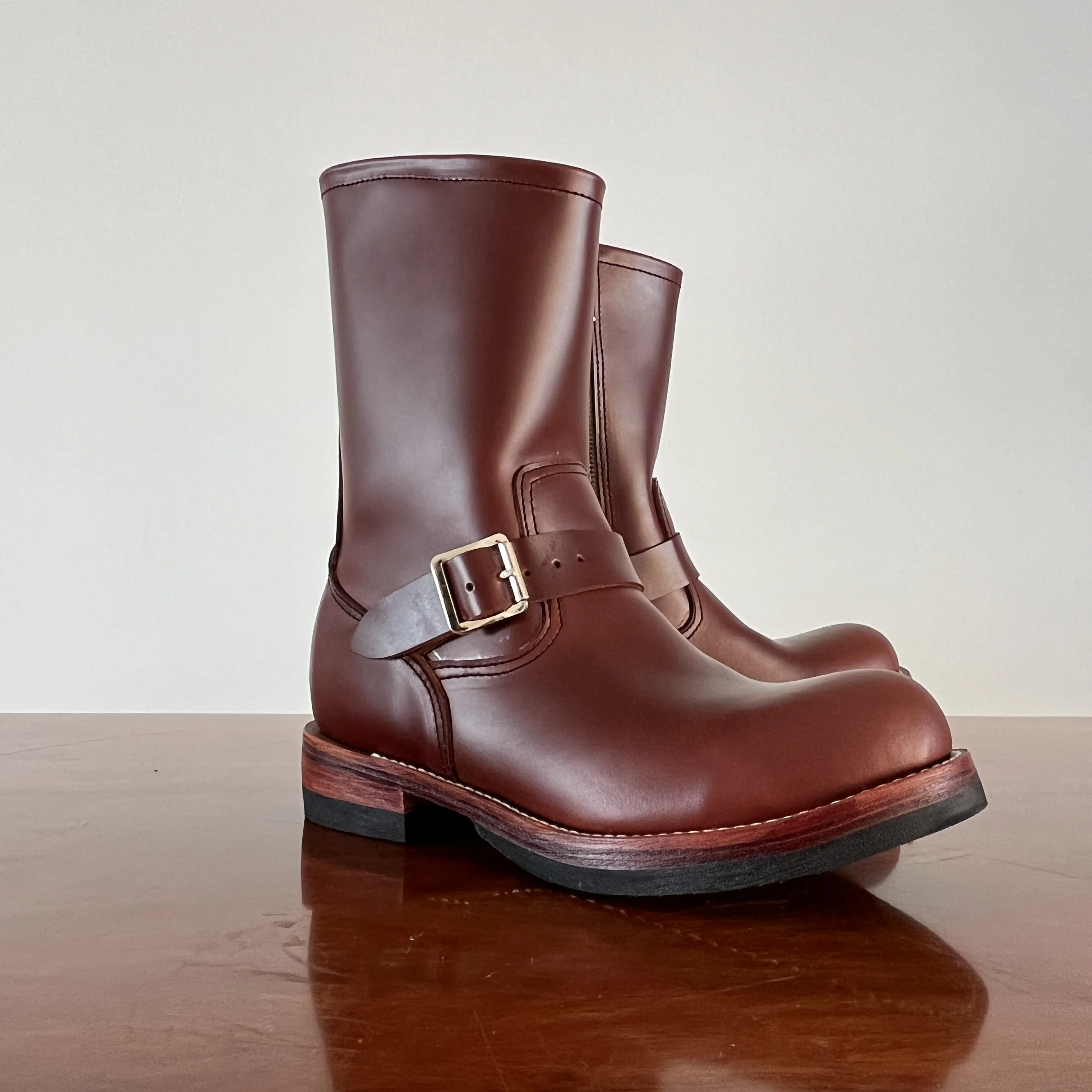 EB999 RockCanRoll Men's Genuine Italian Cow Leather Footwear Cowhide Top Quality Goodyear Welted Trooper Engineer Boots