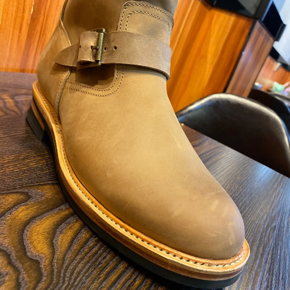 EB999 RockCanRoll Men's Genuine Italian Cow Leather Footwear Cowhide Top Quality Goodyear Welted Trooper Engineer Boots