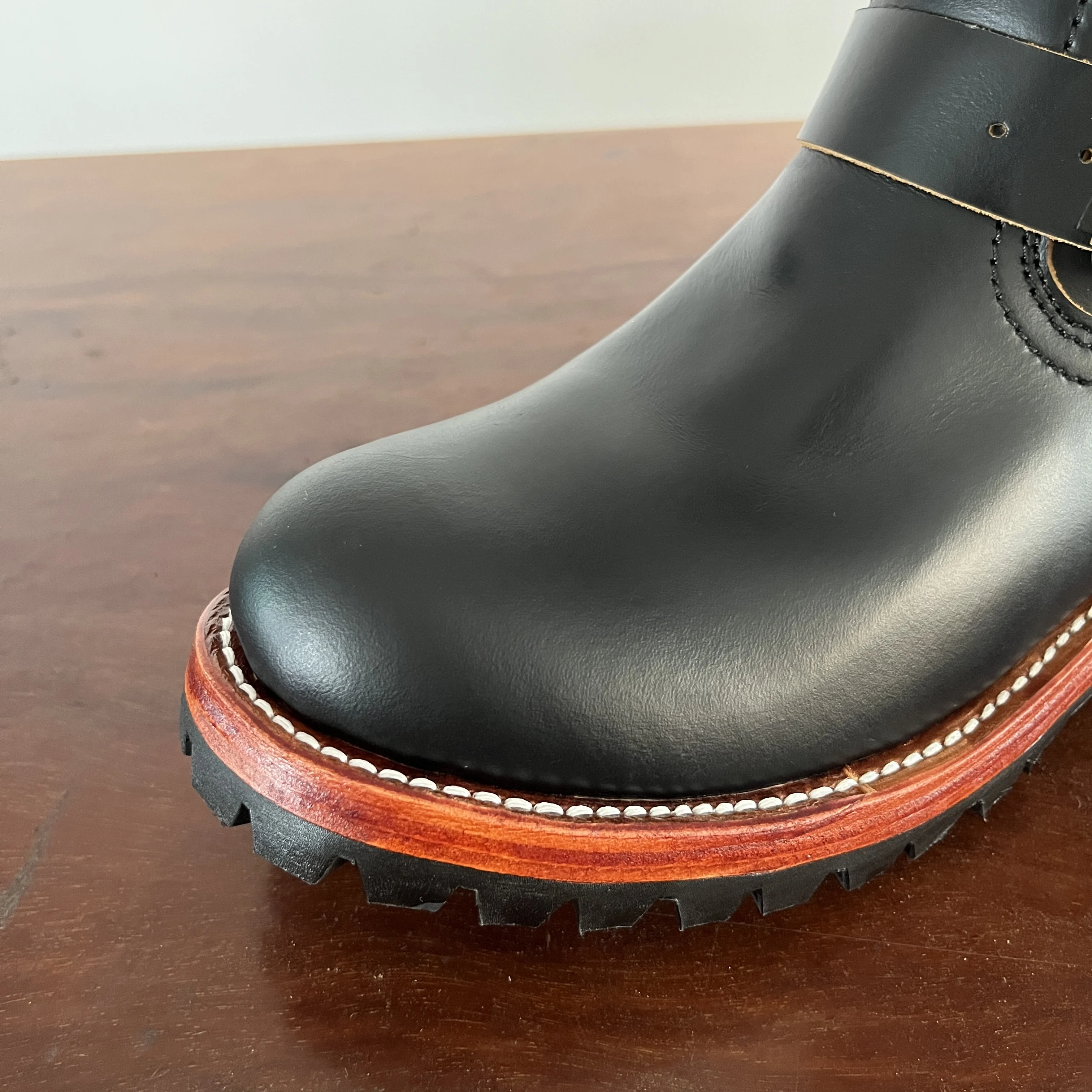 EB999 RockCanRoll Men's Genuine Italian Cow Leather Footwear Cowhide Top Quality Goodyear Welted Trooper Engineer Boots