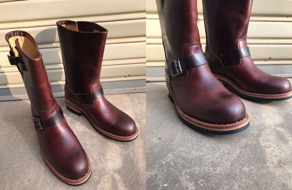 EB999 RockCanRoll Men's Genuine Italian Cow Leather Footwear Cowhide Top Quality Goodyear Welted Trooper Engineer Boots