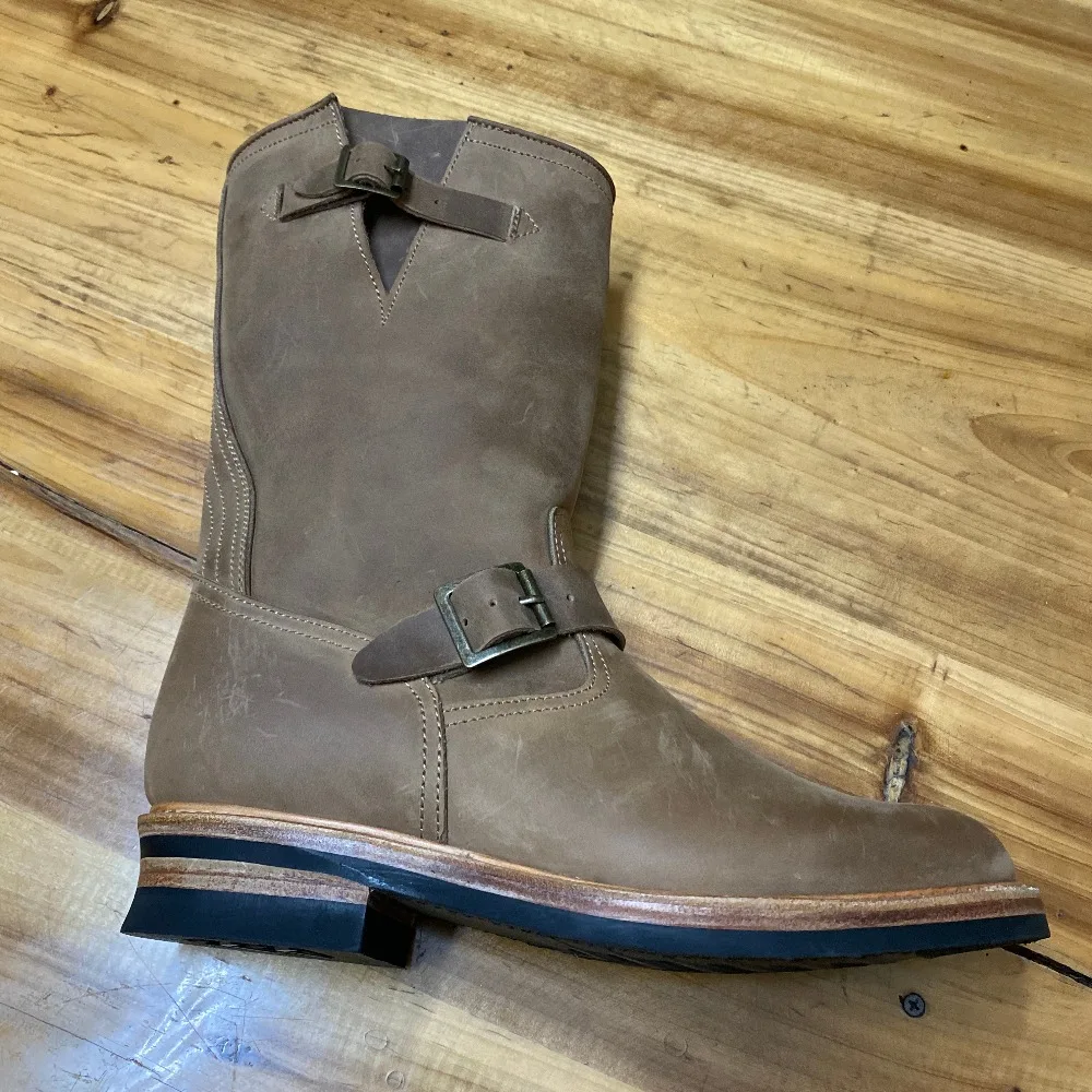 EB999 RockCanRoll Men's Genuine Italian Cow Leather Footwear Cowhide Top Quality Goodyear Welted Trooper Engineer Boots