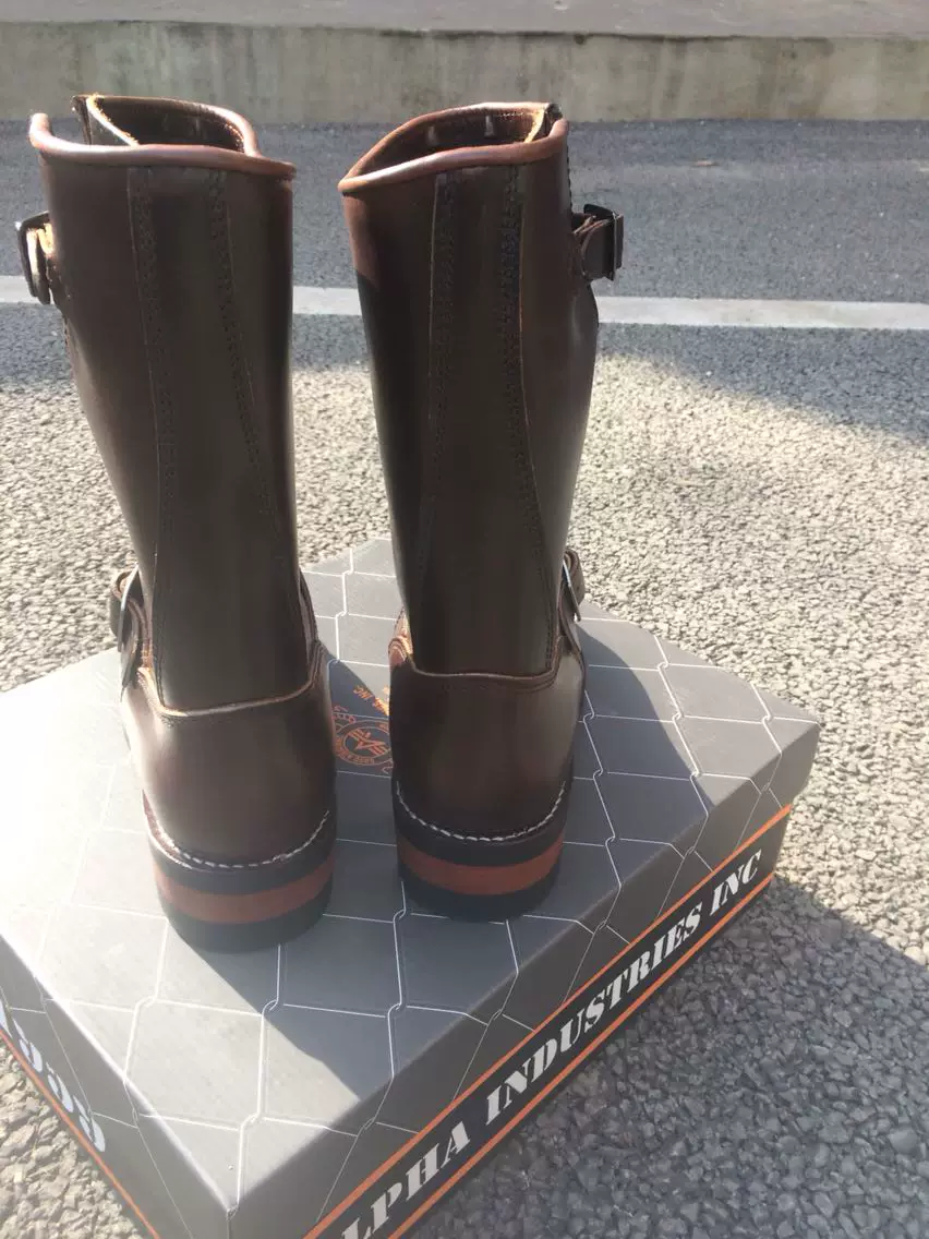 EB999 RockCanRoll Men's Genuine Italian Cow Leather Footwear Cowhide Top Quality Goodyear Welted Trooper Engineer Boots