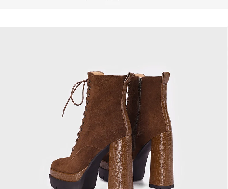 PRXDONG Women's Quality Brand Thick Platform Women's Ankle Boots Zipper Black Female Booties High Heels Party Dress Lady Shoes