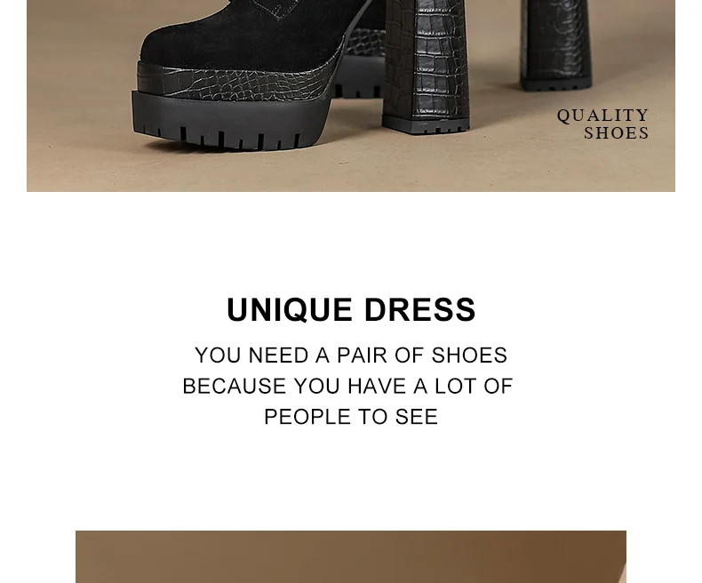 PRXDONG Women's Quality Brand Thick Platform Women's Ankle Boots Zipper Black Female Booties High Heels Party Dress Lady Shoes