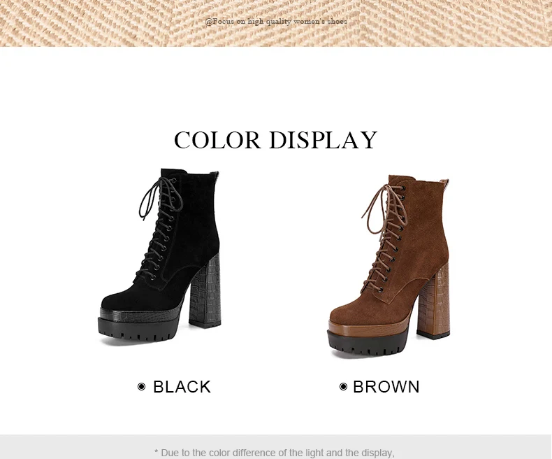 PRXDONG Women's Quality Brand Thick Platform Women's Ankle Boots Zipper Black Female Booties High Heels Party Dress Lady Shoes