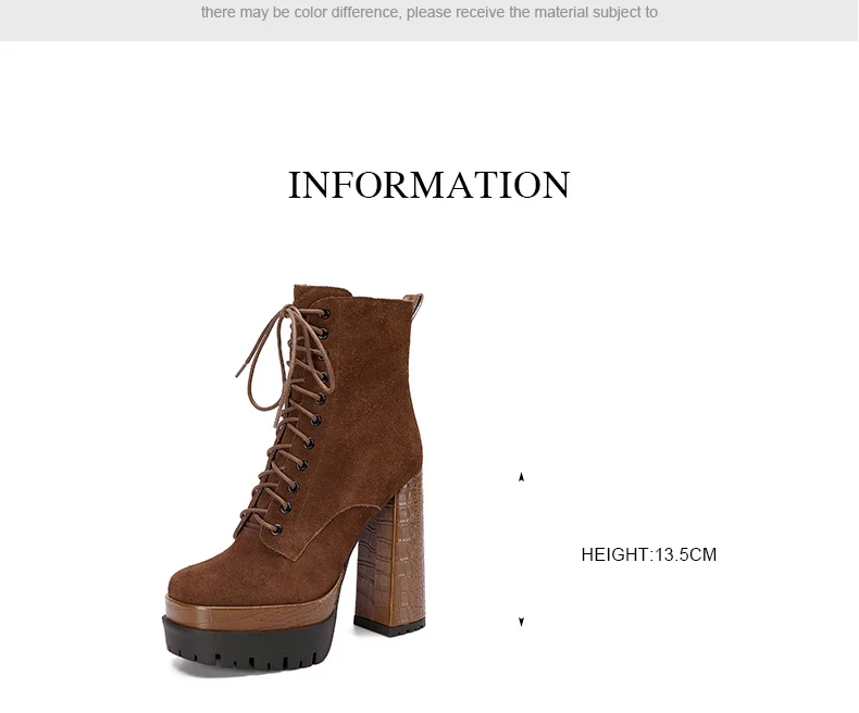 PRXDONG Women's Quality Brand Thick Platform Women's Ankle Boots Zipper Black Female Booties High Heels Party Dress Lady Shoes