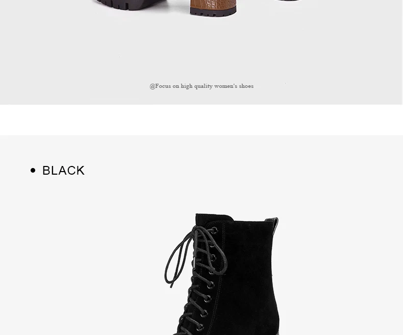 PRXDONG Women's Quality Brand Thick Platform Women's Ankle Boots Zipper Black Female Booties High Heels Party Dress Lady Shoes