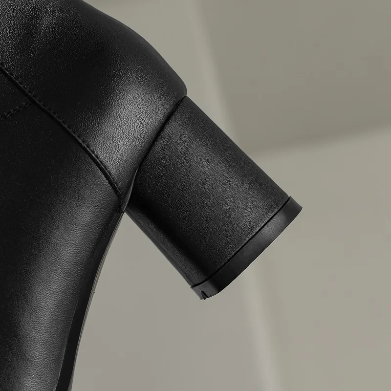 ASUMER 2024 New Zipper Thick High Heels Shoes Narrow Band Genuine Leather Boots Woman Winter Autumn Ladies Ankle Boots