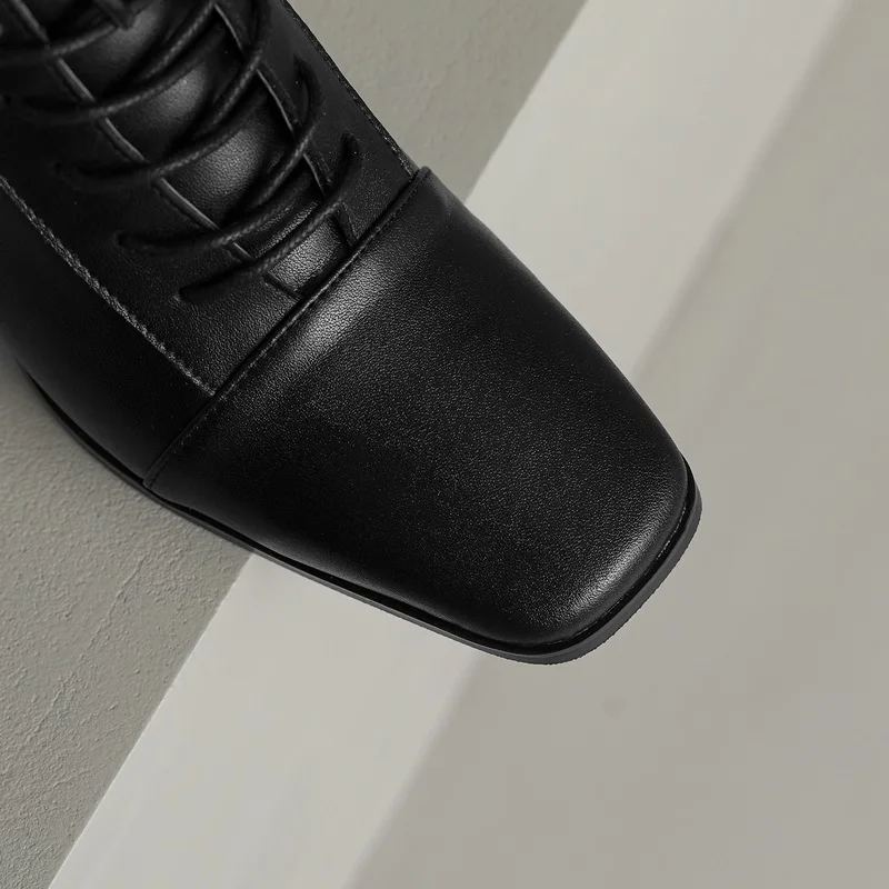 ASUMER 2024 New Zipper Thick High Heels Shoes Narrow Band Genuine Leather Boots Woman Winter Autumn Ladies Ankle Boots
