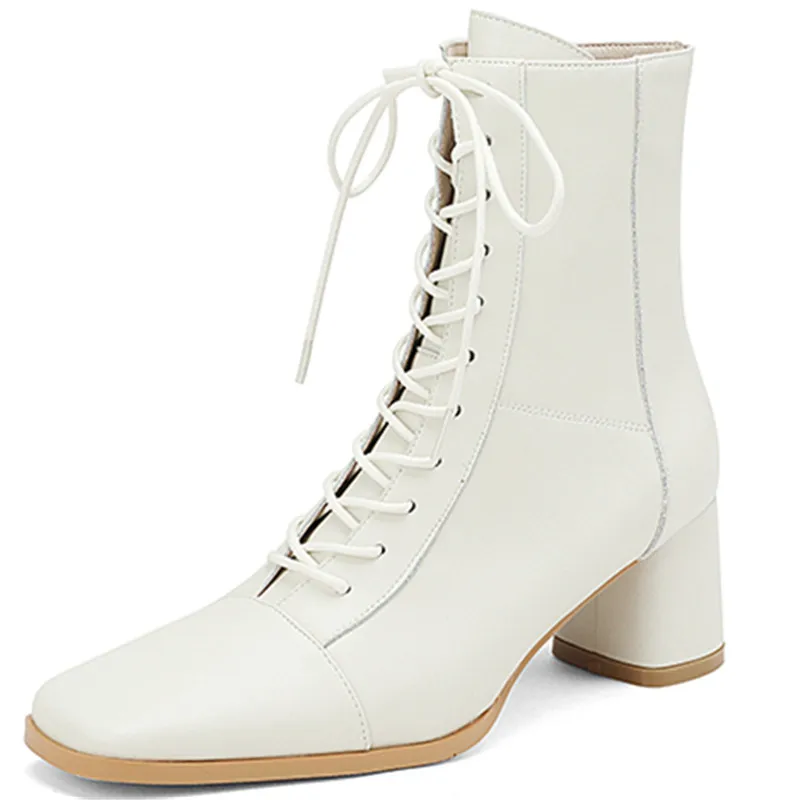 ASUMER 2024 New Zipper Thick High Heels Shoes Narrow Band Genuine Leather Boots Woman Winter Autumn Ladies Ankle Boots